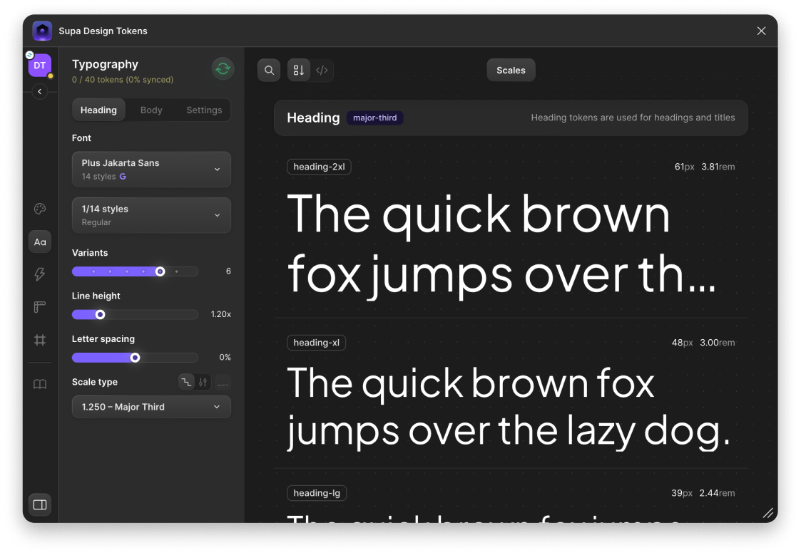 Typography interface